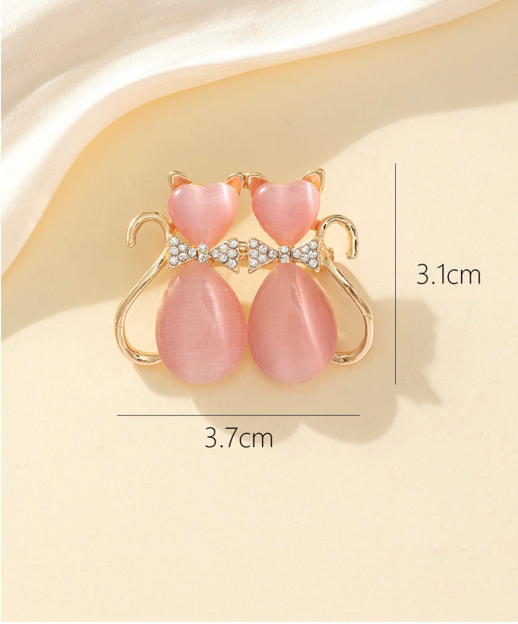 Broche Duo de Chats Roses