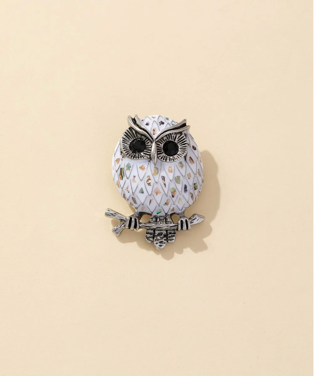 Broche Hibou blanc